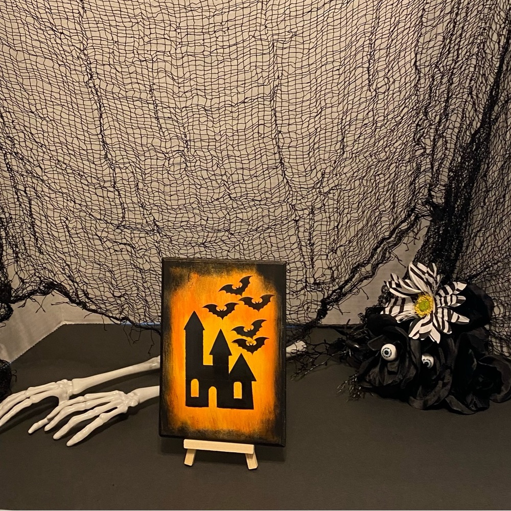 Haunted House wood plaque